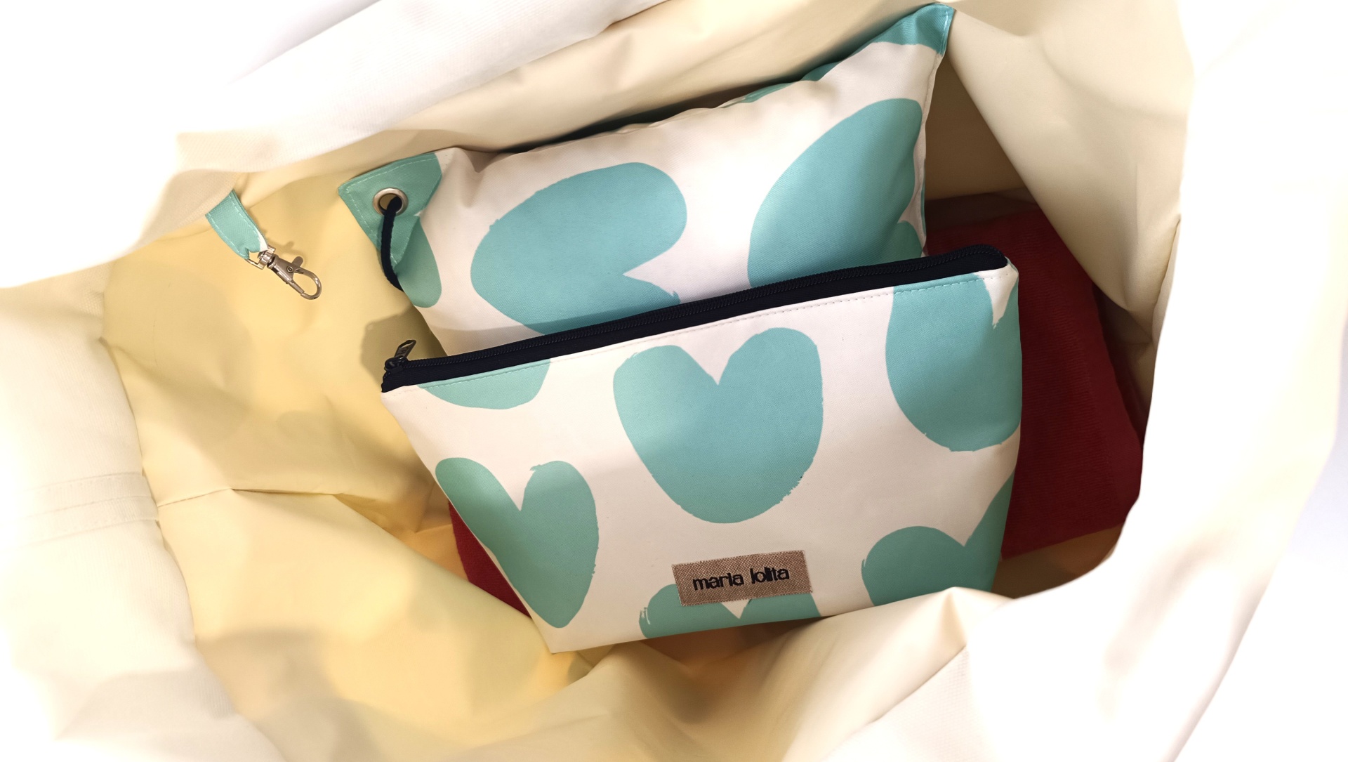 SACO DE PRAIA CORAÇÕES AQUA XL