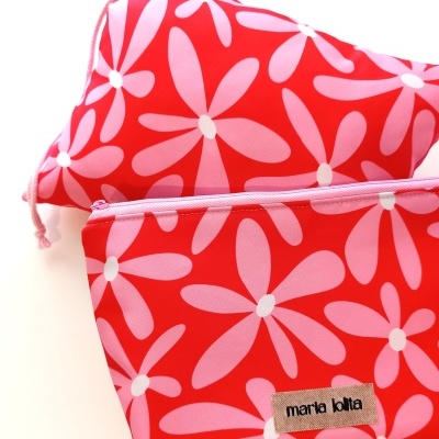 ALMOFADA DE PRAIA MALMEQUERES ROSA COM VERMELHO