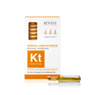Revuele | KERATIN+ Ampolas Ativador de Restauração Capilar 8 x 5 ml