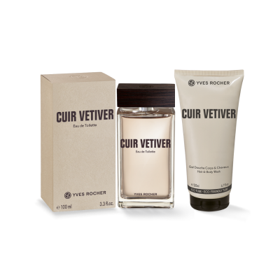 Yves Rocher | Conjunto Cuir Vétiver Eau de Toilette 100ml + Gel Duche Corpo & Cabelo 200ml