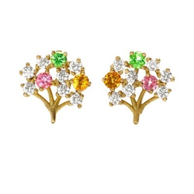 Brincos Safiras Árvore da vida de Ouro