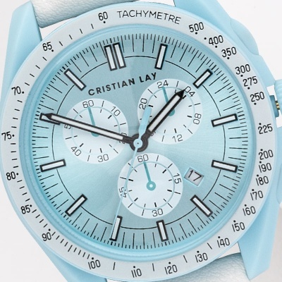 Cristian Lay | Relógio Celeste azul e branco