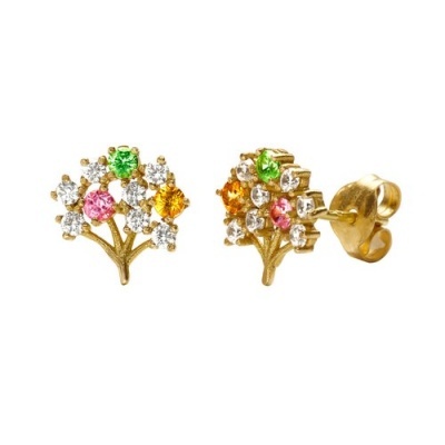 Brincos Safiras Árvore da vida de Ouro