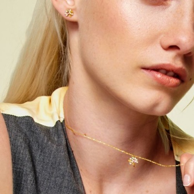 Brincos Safiras Árvore da vida de Ouro