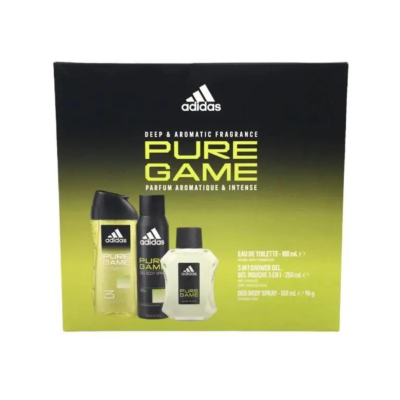 ADIDAS | Coffret Pure Game para Homem: Eau de Toilette 100ml + Gel Duche 250ml + Deo Body Spray 150ml