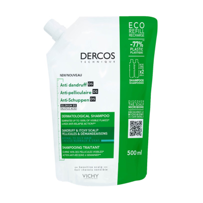 Dercos Technique Ecorefill Champô Anti-caspa para Cabelos Normais a Oleosos 500ml