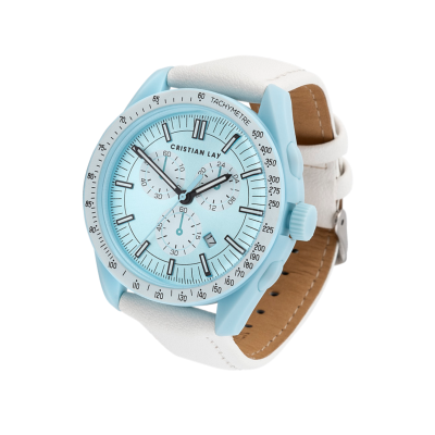 Cristian Lay | Relógio Celeste azul e branco
