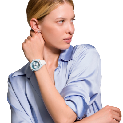 Cristian Lay | Relógio Celeste azul e branco