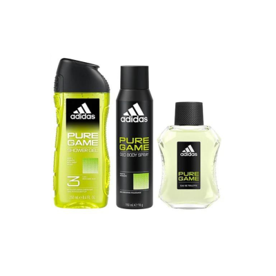 ADIDAS | Coffret Pure Game para Homem: Eau de Toilette 100ml + Gel Duche 250ml + Deo Body Spray 150ml