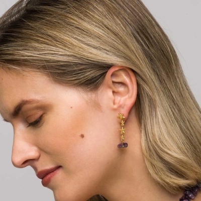 Brincos Ametista Natural