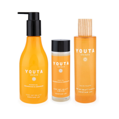 Cristian Lay | Conjunto Youta Shower: Gel duche + Óleo seco + Eau de Toilette
