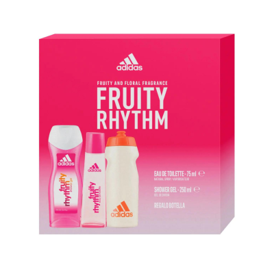 ADIDAS | Coffret Fruity Rhythm para Mulher: Eau Toilette 75ml + Gel Duche 250ml + Garrafa Adidas