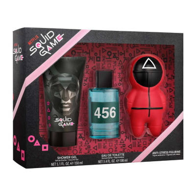 NETFLIX | Coffret Squid Game: Gel Duche 150ml + Eau de Toilette 100ml + Figura Anti-Stress