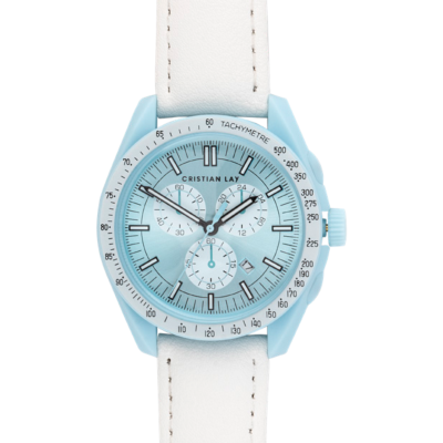 Cristian Lay | Relógio Celeste azul e branco