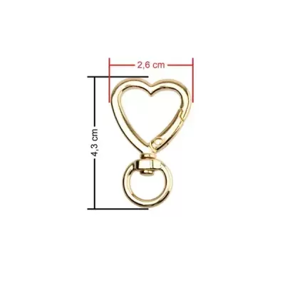 Mosquetão Coração - Dourado Redondo