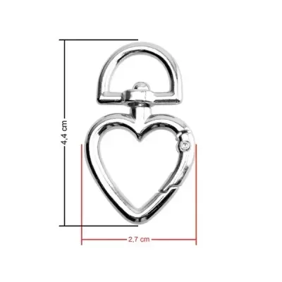 Mosquetão Coração - Prateado