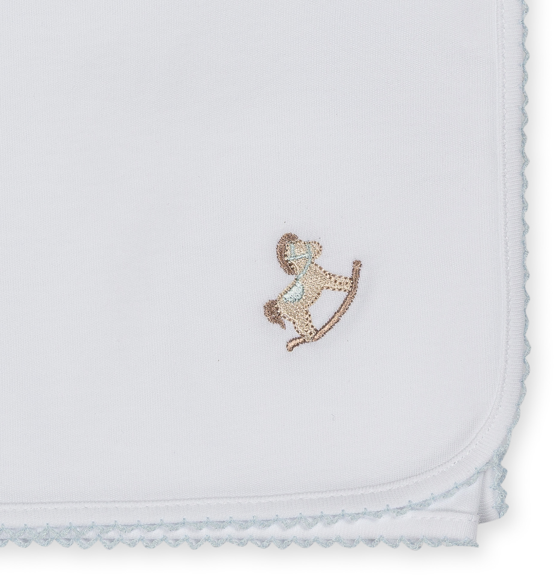 Fralda de Musselina Rocking Horse - Branco e azul