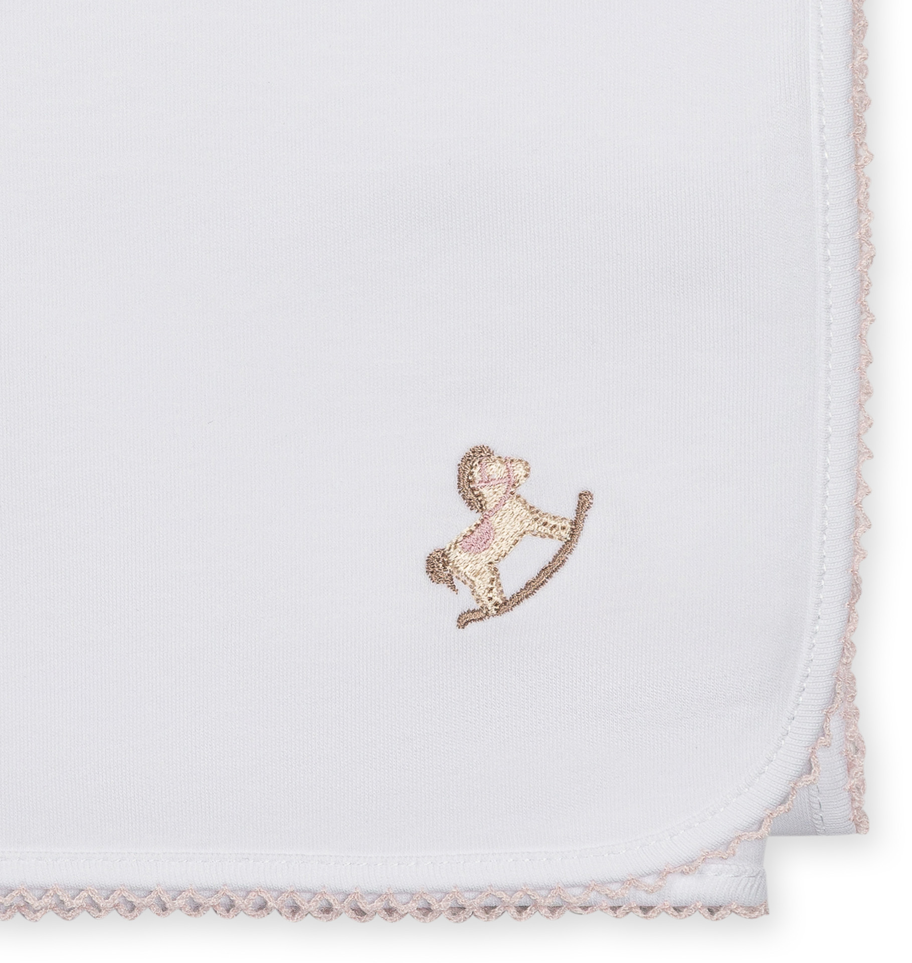 Fralda de Musselina Rocking Horse - Branco e Rosa