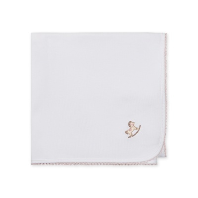 Fralda de Musselina Rocking Horse - Branco e Rosa