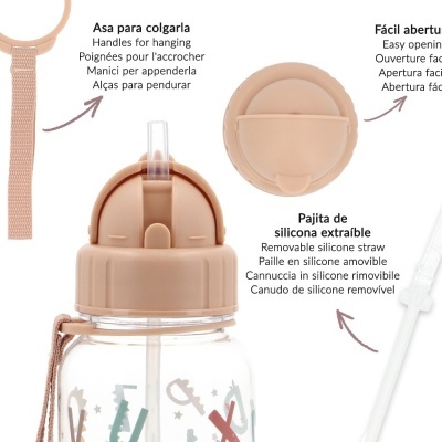 Garrafas Com Palhinha 500ml Funny Letters