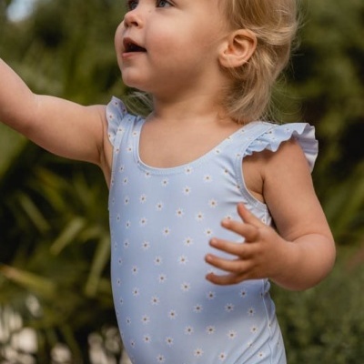 Little Dutch Fato de Banho com Folhos Daisies Blue