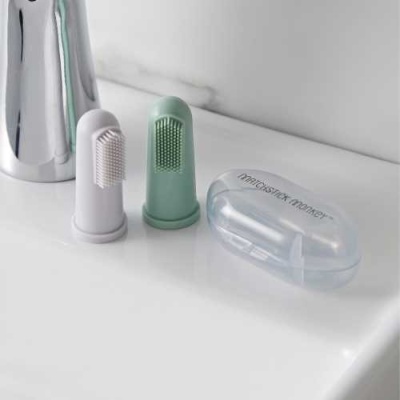 Matchstick Monkey Pack 2 Escovas de Dedo com Estojo Verde e Cinza