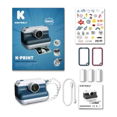 Kidywolf K-Print Máquina Fotográfica Instantânea Retro Azul