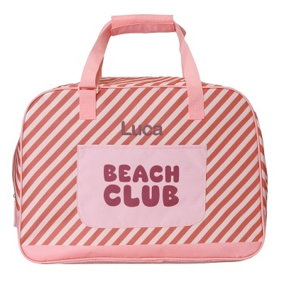 Monnëka Bolsa De Praia Com Malha Personalizável Stripes Bloom & Blush