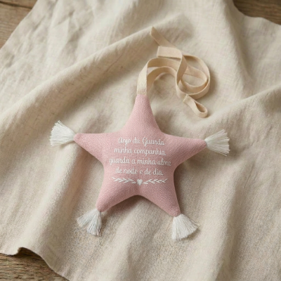 Oh My Dot Estrela de Pendurar Com Oração *Anjo da Guarda* Rosa