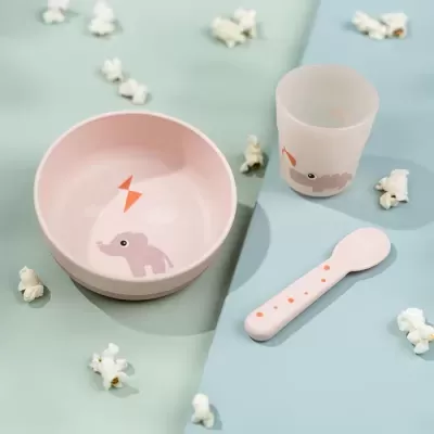 Done by Deer Conjunto Refeição Bebé Playground Rosa