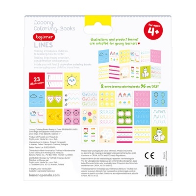 Banana Panda 2x Livros de Colorir Longo Linhas 4+ anos