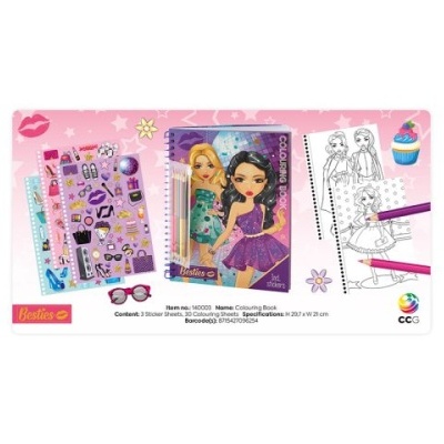 Besties Livro de Colorir com Autocolantes e Lápis de Cor
