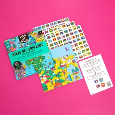 OMY Poster Mapamundi com Bandeiras e Stickers