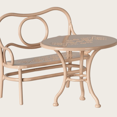 Maileg Conjunto de Mesa e Banco Ratinhos Rosa