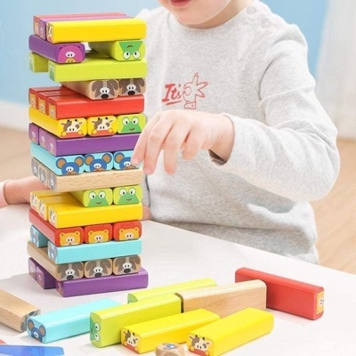 TopBright Torre de Madeira Jenga Animais
