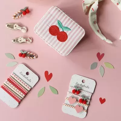 RockaHula Elásticos para Cabelo Cerejas às Riscas