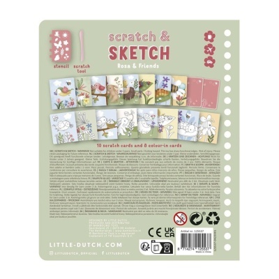 Little Dutch Livro - Scratch Book- Rosa & Friends