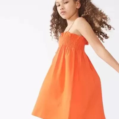 Compania Fantastica Mini Vestido de Alças Laranja