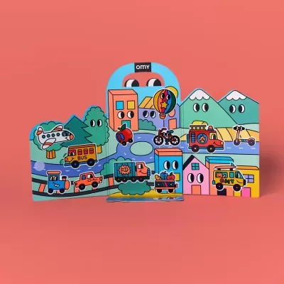 OMY Livro Montessori de Autocolantes Reutilizáveis Vroom Vroom