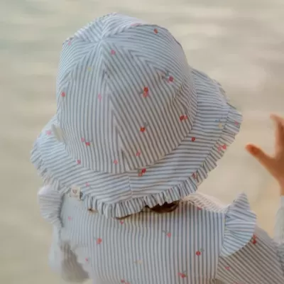 Little Dutch Chapéu de Sol Reversível com Fator UV 50+ Flowers Blue