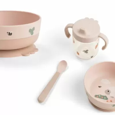 Done by Deer Conjunto de Refeição Foodie Tiny Farm Rosa