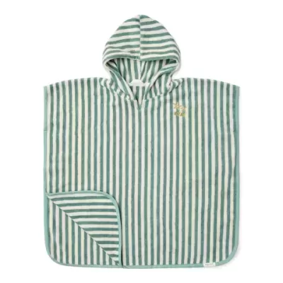 Little Dutch Poncho de Praia Seashells Verde com Riscas