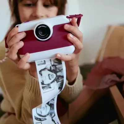 Kidywolf K-Print Máquina Fotográfica Instantânea Retro Vermelha