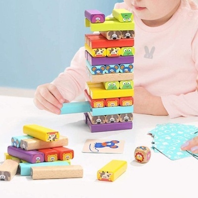 TopBright Torre de Madeira Jenga Animais