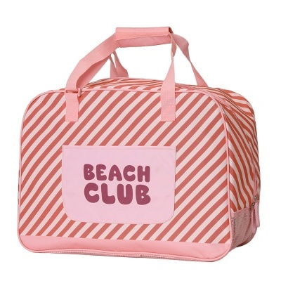 Monnëka Bolsa De Praia Com Malha Personalizável Stripes Bloom & Blush
