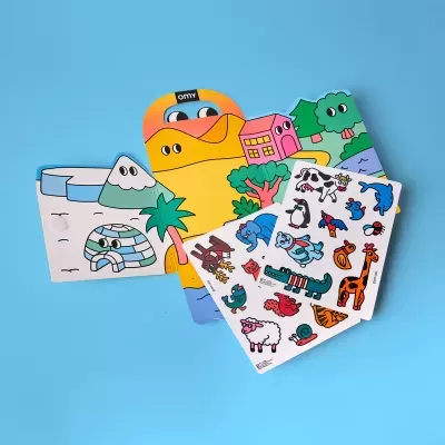 OMY Livro Montessori de Autocolantes Reutilizáveis Animais