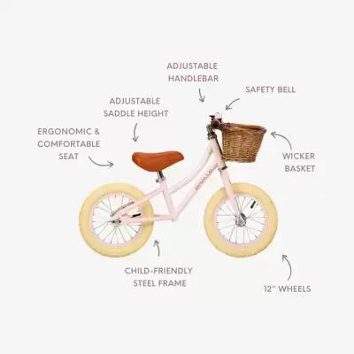 BANWOOD Bicicleta de Equilíbrio First Go 12" Rosa