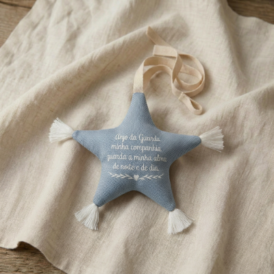 Oh My Dot Estrela de Pendurar Com Oração *Anjo da Guarda* Azul
