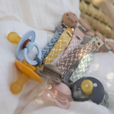 BIBS Prende Chupetas Trançado  Petrol / Baby Blue