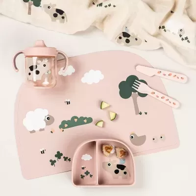 Done By Deer Copo de Aprendizagem Tiny Farm Rosa Done By Deer Copo de Aprendizagem Tiny Farm Rosa
